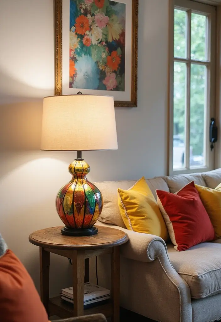 26 Stylish Living Room Lamps for Every Décor Style - 15. Colorful Accent Lamps
