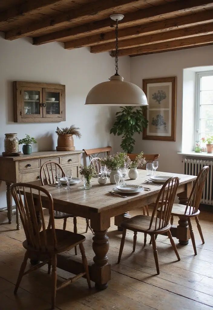 27 Chic Dining Room Furniture Ideas You’ll Want Now - 11. Vintage Farmhouse Table