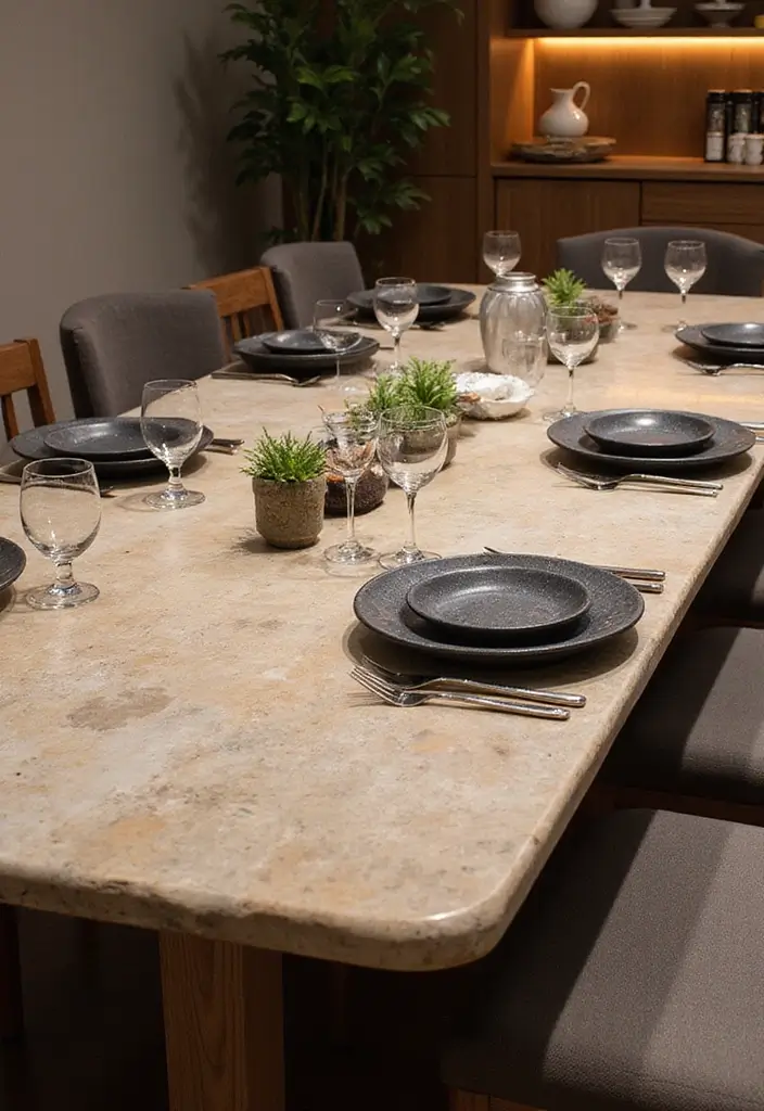 27 Chic Dining Room Furniture Ideas You’ll Want Now - 22. Natural Stone Accents