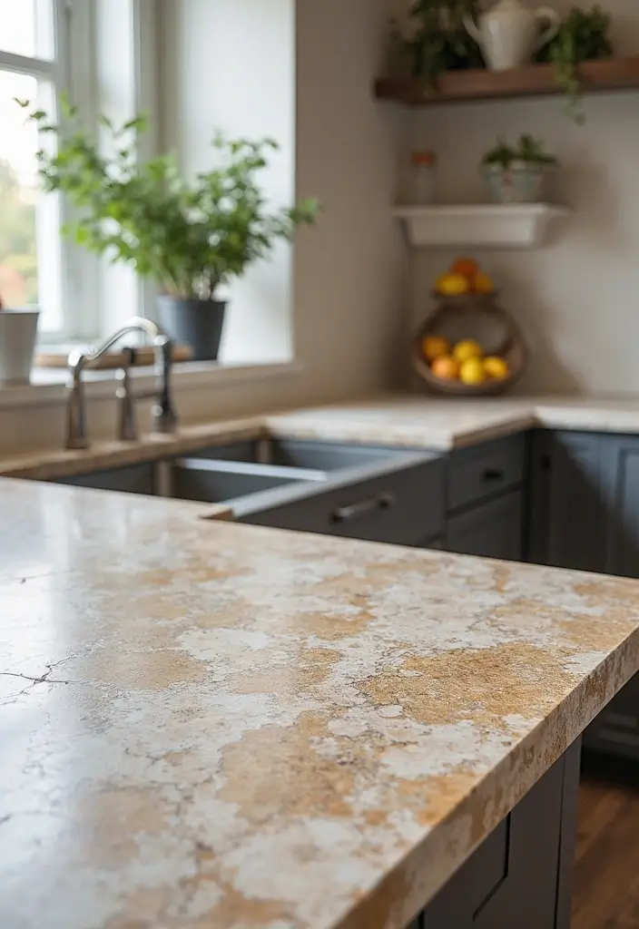 27 Durable and Attractive Kitchen Countertops to Consider - 21. Faux Stone Countertops