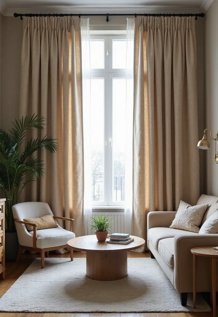 27 Elegant Living Room Curtains to Elevate Your Space - 17. Textured Fabrics for Depth