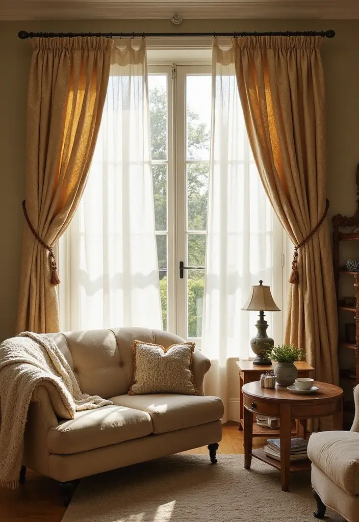 27 Elegant Living Room Curtains to Elevate Your Space - 24. Quilted Curtains for Comfort