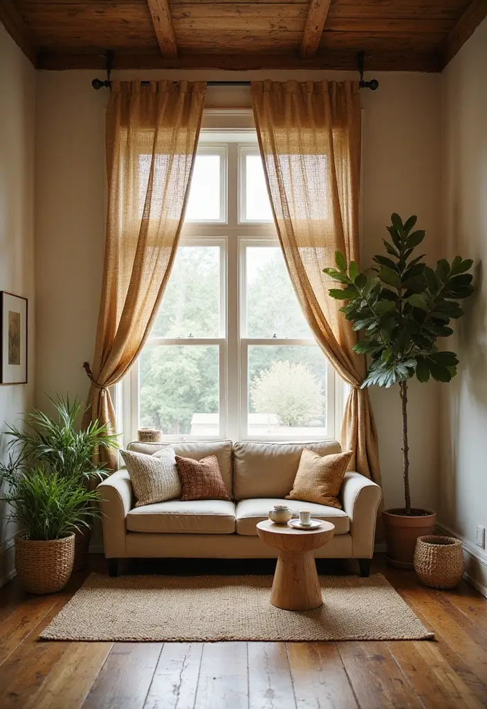 27 Elegant Living Room Curtains to Elevate Your Space - 25. Eco-Friendly Hemp Curtains