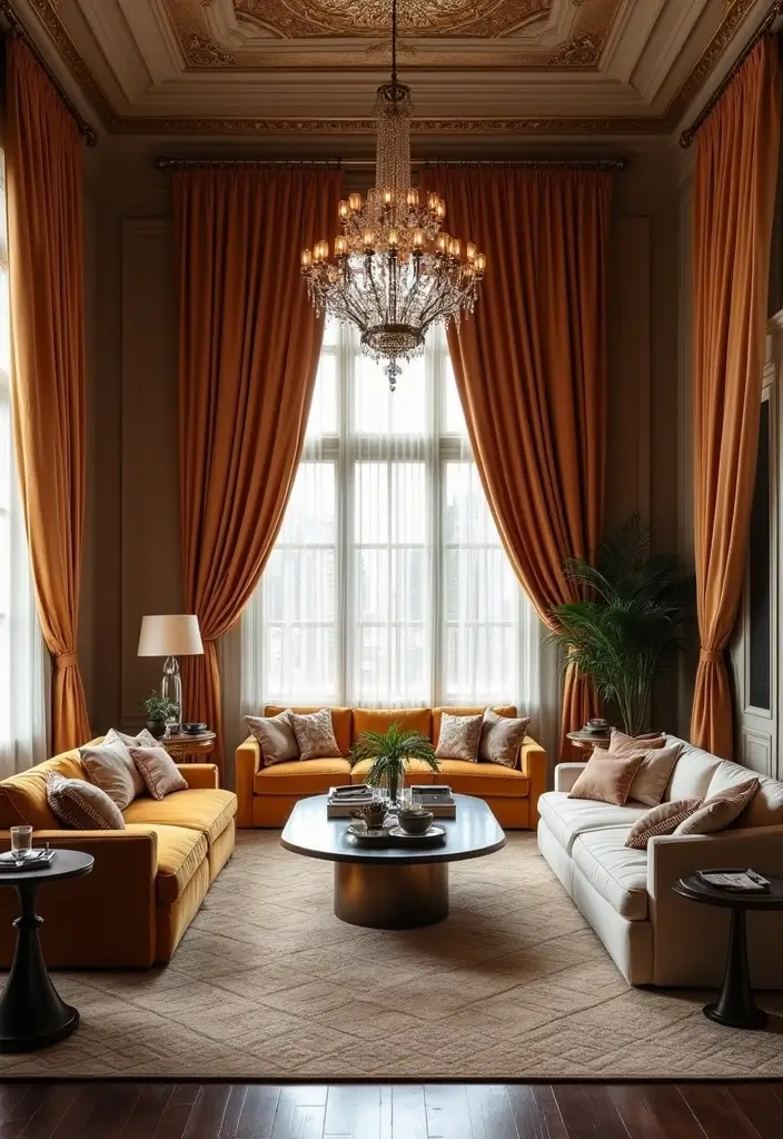 27 Elegant Living Room Curtains to Elevate Your Space - 8. Dramatic Floor-to-Ceiling Drapes