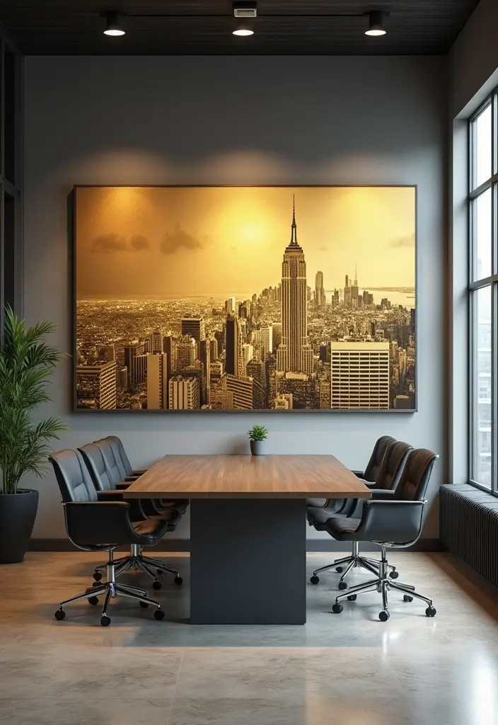 28 Luxurious Gold Wall Art to Add Glamour to Your Home - 13. Gold Cityscape Art