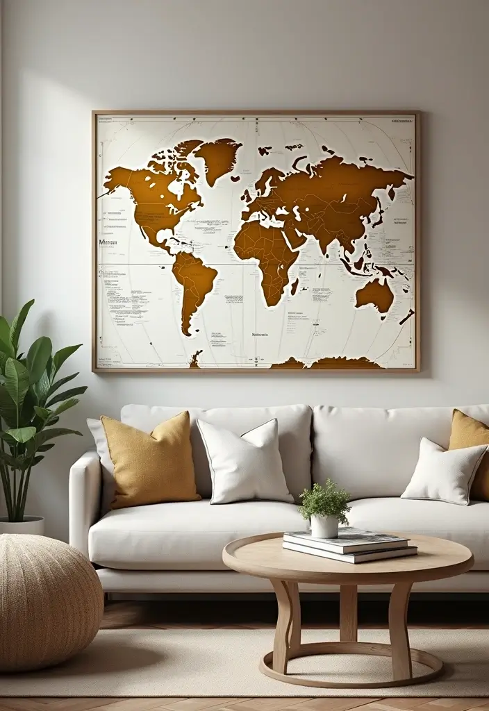28 Luxurious Gold Wall Art to Add Glamour to Your Home - 16. Gold Travel Art