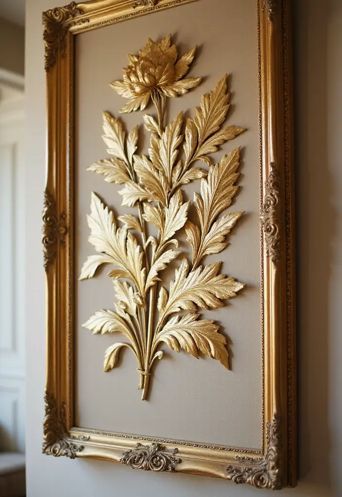 28 Luxurious Gold Wall Art to Add Glamour to Your Home - 2. Gold Floral Wall Art