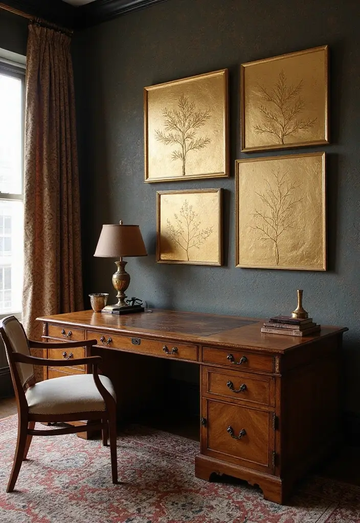 28 Luxurious Gold Wall Art to Add Glamour to Your Home - 3. Gold Leaf Prints