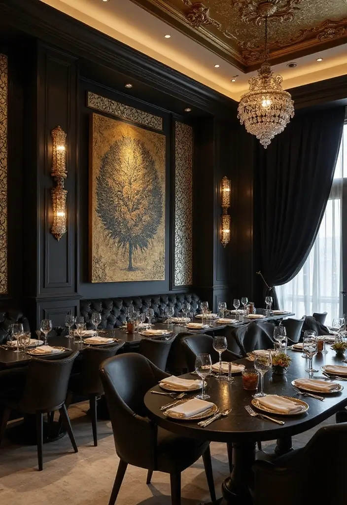 28 Luxurious Gold Wall Art to Add Glamour to Your Home - 5. Gold and Black Contrast Art