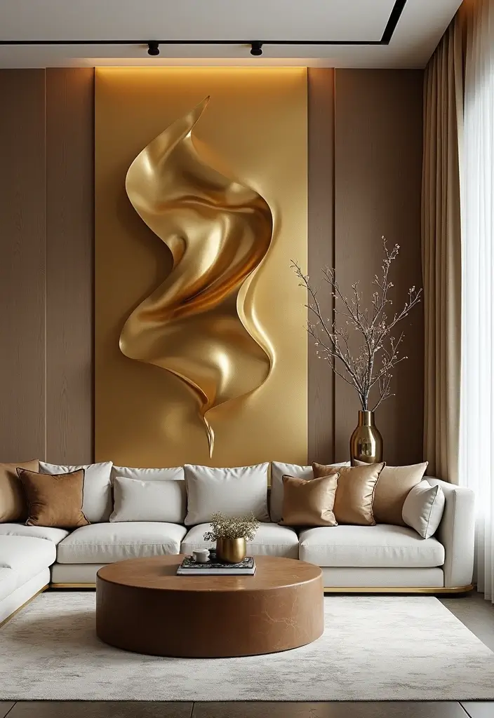 28 Luxurious Gold Wall Art to Add Glamour to Your Home - 9. Gold Wall Sculptures