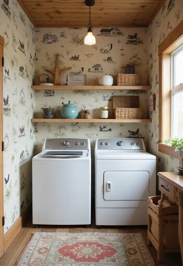 28 Trendy Wallpaper Ideas for Your Laundry Room Makeover - 11. Farm Fresh