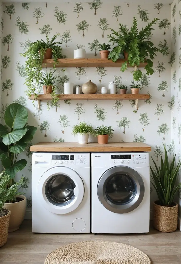 28 Trendy Wallpaper Ideas for Your Laundry Room Makeover - 12. Eco-Friendly Designs