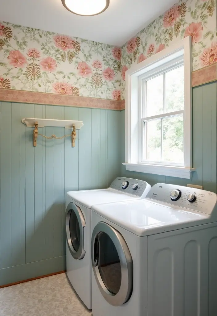28 Trendy Wallpaper Ideas for Your Laundry Room Makeover - 24. Wallpaper Borders
