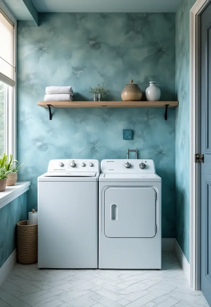 28 Trendy Wallpaper Ideas for Your Laundry Room Makeover - 25. Monochromatic Patterns