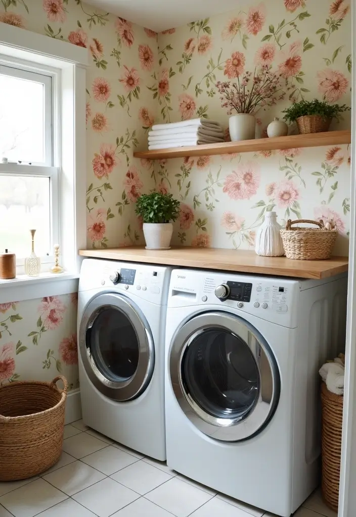 28 Trendy Wallpaper Ideas for Your Laundry Room Makeover - 27. Seasonal Designs