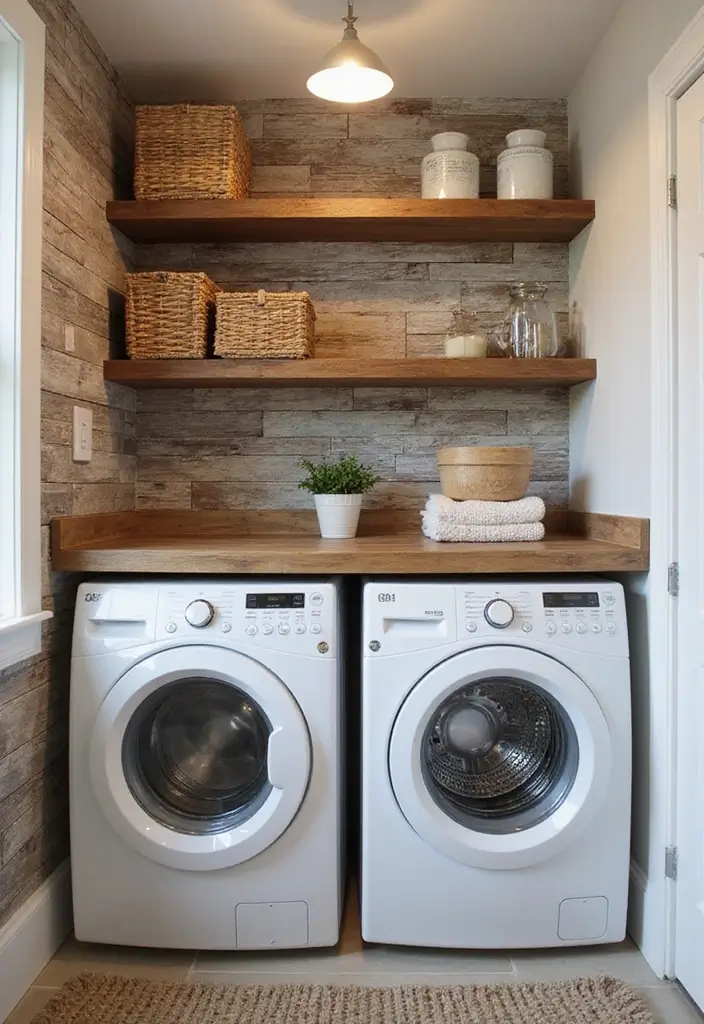 28 Trendy Wallpaper Ideas for Your Laundry Room Makeover - 3. Rustic Charm