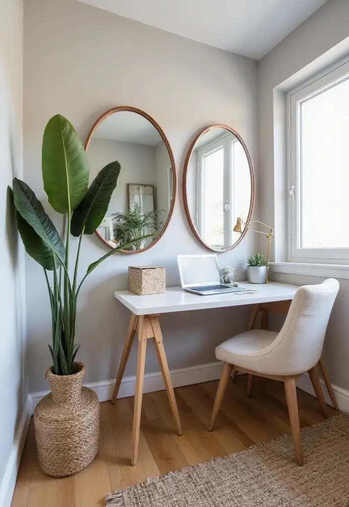 29 Inspiring IKEA Home Office Ideas for Every Budget - 22. Use Mirrors to Expand Space