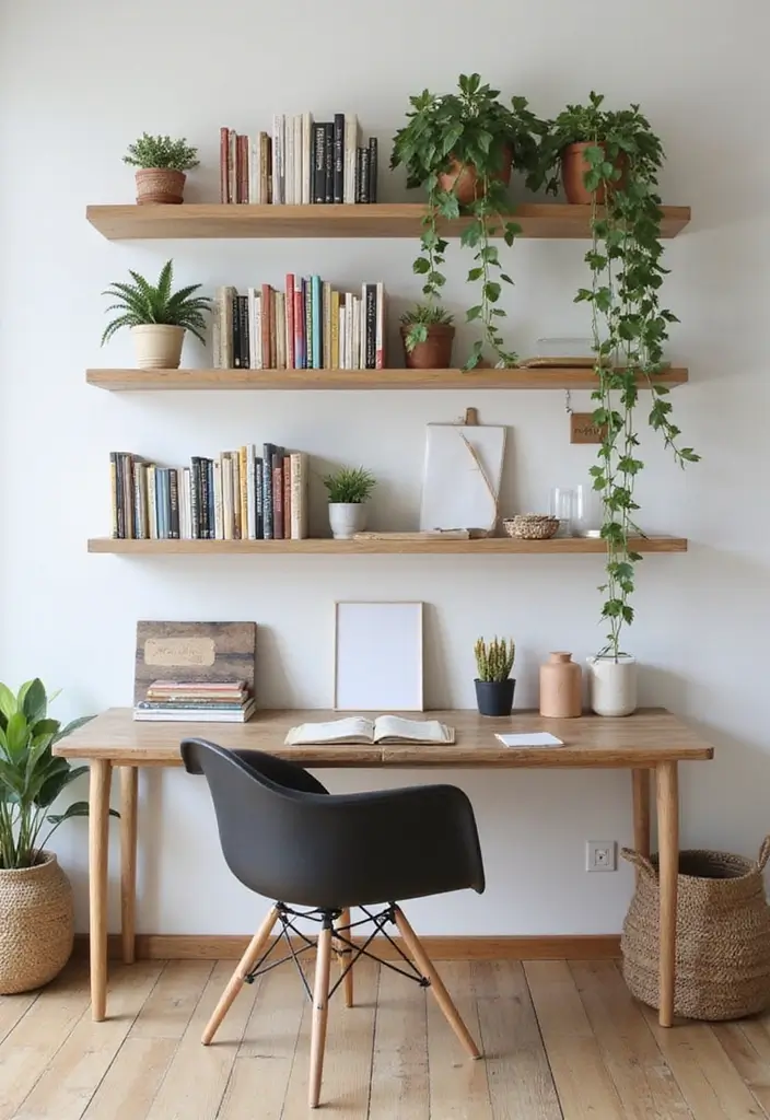 29 Inspiring IKEA Home Office Ideas for Every Budget - 3. Floating Shelves for Vertical Storage