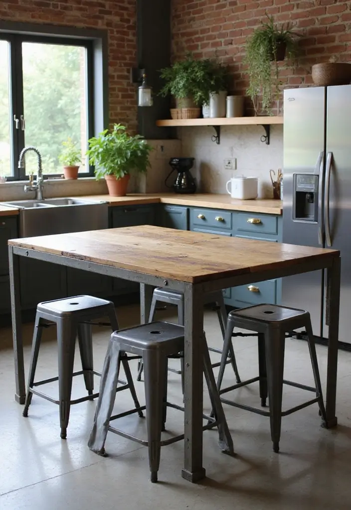 29 Kitchen Table Ideas That Balance Style and Function - 2. Industrial Metal Meets Wood