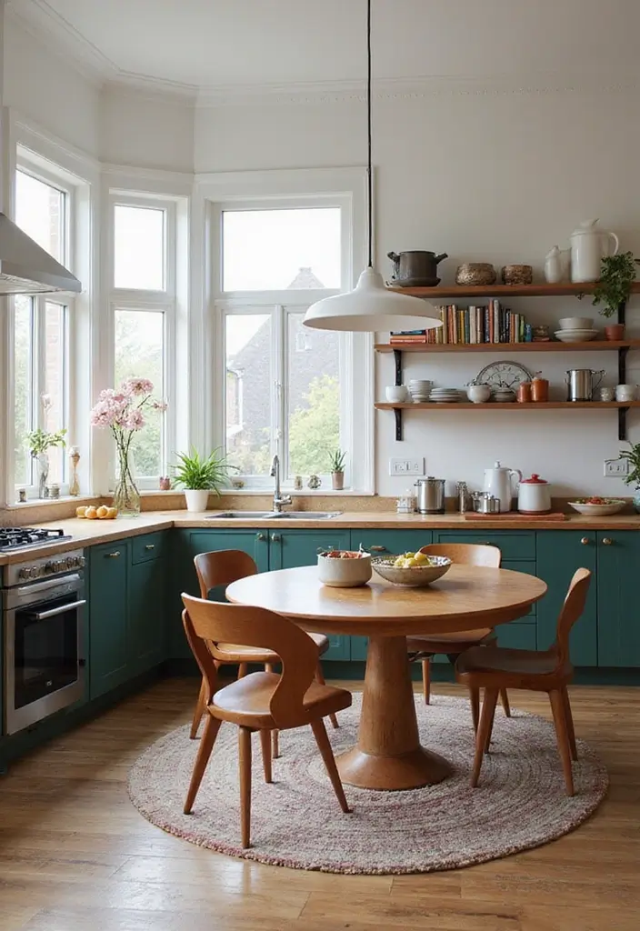 29 Kitchen Table Ideas That Balance Style and Function - 27. Vintage-Inspired Modern Tables