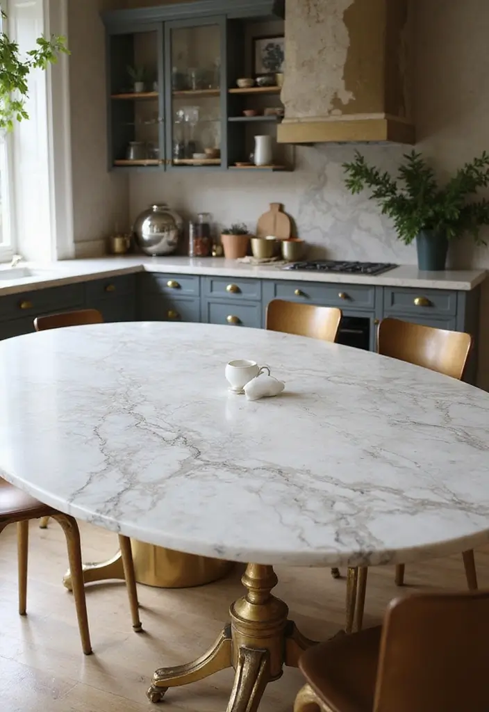 29 Kitchen Table Ideas That Balance Style and Function - 6. Marble Elegance