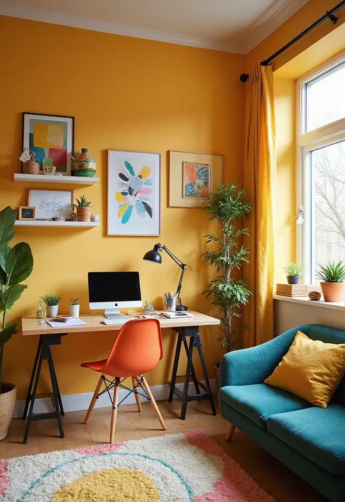 30 Modern Home Office Designs to Boost Your Productivity - 10. Playful Comfort