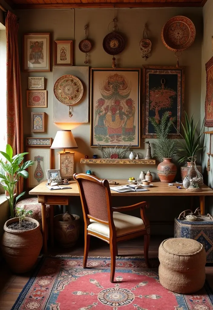 30 Modern Home Office Designs to Boost Your Productivity - 19. Culturally Inspired