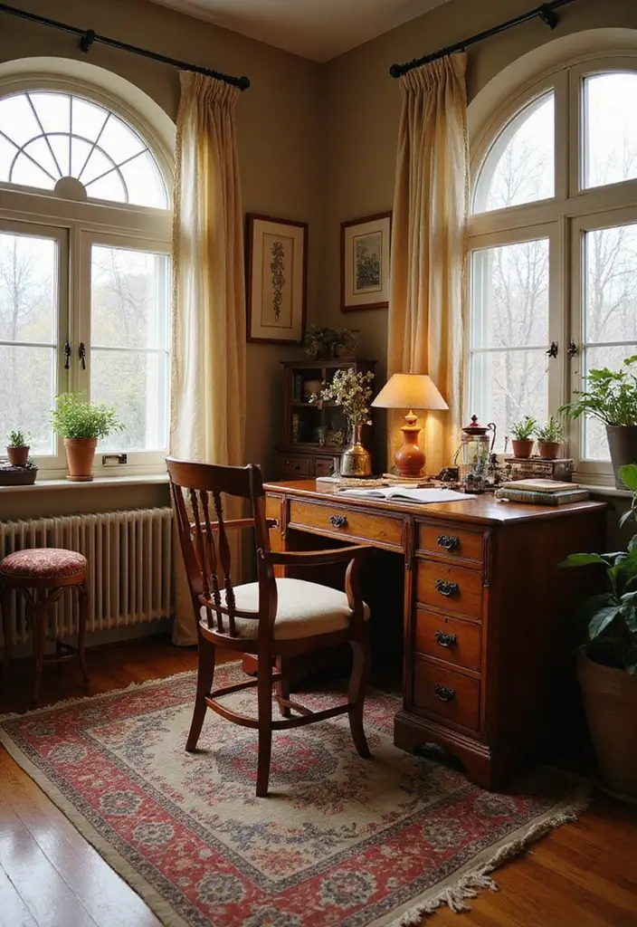 30 Modern Home Office Designs to Boost Your Productivity - 6. Vintage Vibes