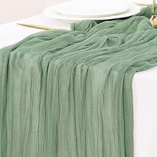 Socomi Sage Green Cheesecloth Table Runner Fall Thanksgiving Boho Rustic...