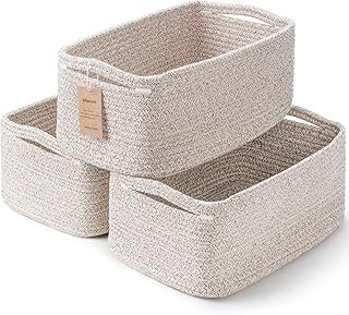 3-Pack Small Storage Baskets for Organizing | Woven Shelf Toy Basket | R...