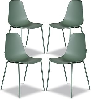 POLY & BARK Isla Modern Kitchen Chairs Set of 4 - Plastic Dining Chair w...