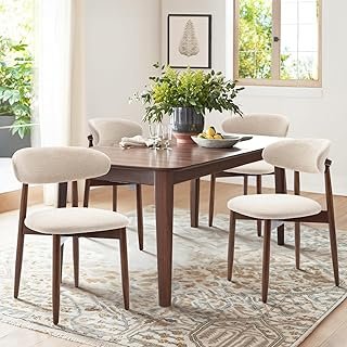 COLAMY Wooden Dining Chairs Set of 4, Modern Fabric Upholstered Kitchen ...