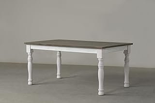 Roundhill Furniture Ebret Farmhouse Two-Tone Distressed Wood Dining Tabl...