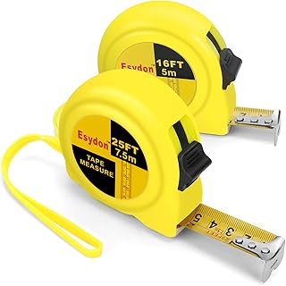 2 Packs Tape Measure 25 ft /16 ft, Esydon Measuring Tape Extendable, Sel...