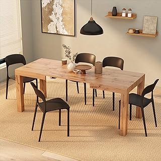 Mobili Fiver, First Extendable Table, 47.2(78.7) x31.5 in, Rustic Oak, f...