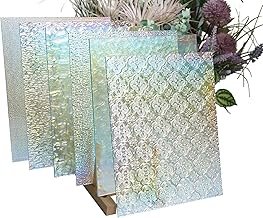 8”x10” Textured Iridescent Stained Glass Sheet for DIY, 6 Pack Clear Tra...