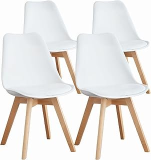 OLIXIS Set of 4 Dining Kitchen Mid-Century Modern Chairs with Wood Legs ...