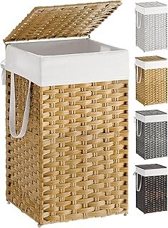 SONGMICS Laundry Hamper with Lid, 17.2 Gallon (65 L) Synthetic Rattan Cl...