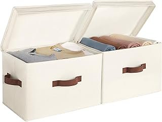 StorageWorks Fabric Storage Bins with Lid, Decorative Storage Boxes for ...