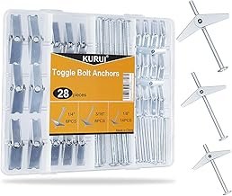KURUI 28Pcs Heavy Duty Hollow Wall Anchors for Drywall Ceiling, Toggle B...