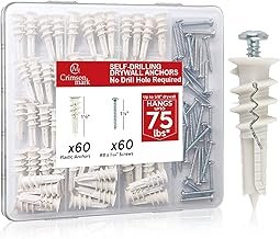 120Pcs #8 Self Drilling Drywall Anchors and Screws kit #8 x 1-1/4”- Supe...