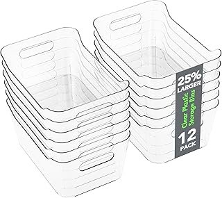 Tiawudi 12 Pack Plastic Storage Bins, Multi-Use Organizer Bins, Pantry O...
