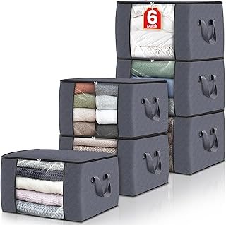 Fab totes 6 Pack Clothes Storage, Foldable Thick Fabric Blanket Storage ...