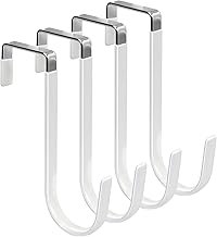 FYY Over The Door Hooks, 4 Pack Hangers Hooks with Rubber Prevent Scratc...