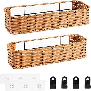 Hanging Wall Basket, Adhesive Wall-Mounted Organizer for Storage, 2-Pack...