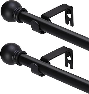 2 Pack Black Curtain Rods for windows 32 to 48 inch, 5/8 inch Splicing H...