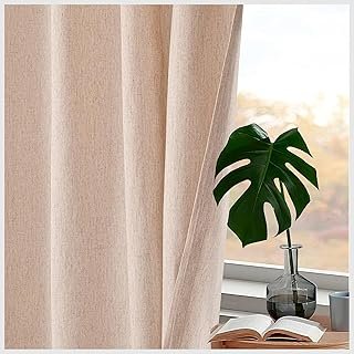 HOMIDATE Natural Flax Linen Curtains for Living Room & Bedroom 84 Inch- ...