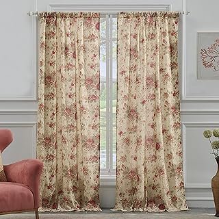 Greenland Home Antique Rose 100% Cotton Curtain Panel Pair, 42 W x 84 L ...