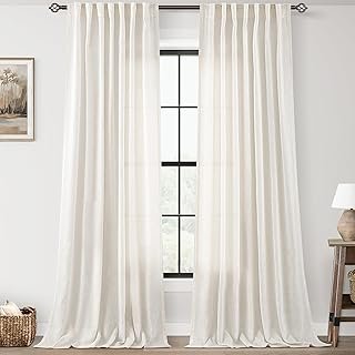 Cream Natural Linen Curtains 84 inch Length 2 Panels Set Neutral Rustic ...