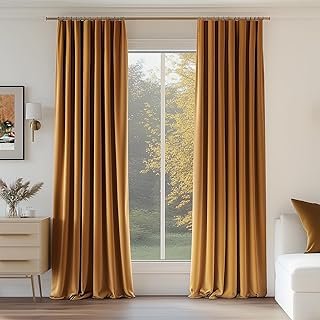 Topfinel Velvet Blackout Curtains 108 Inches Long, Extra Long Floor to C...